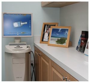 dental examination room with a dental machine